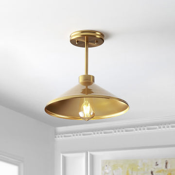 Cisco 11.75" Iron Modern Farmhouse LED Semi Flush Mount - JONATHAN Y
